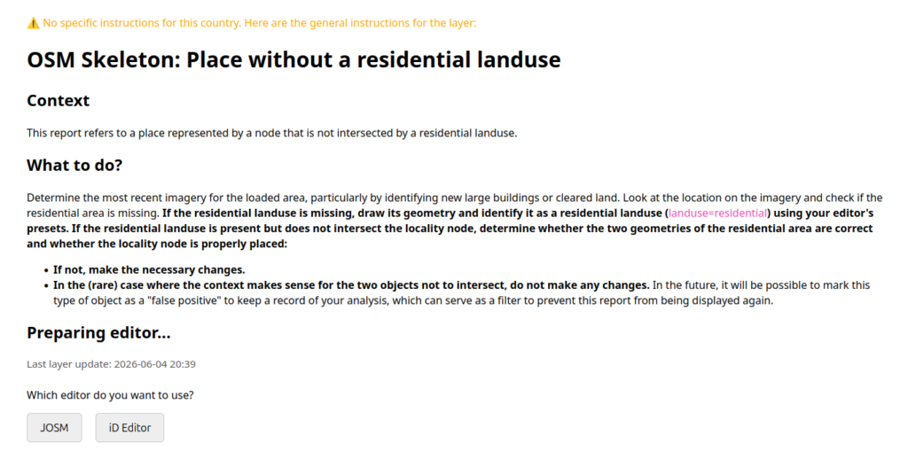 OSM mapping instructions and editor selection page