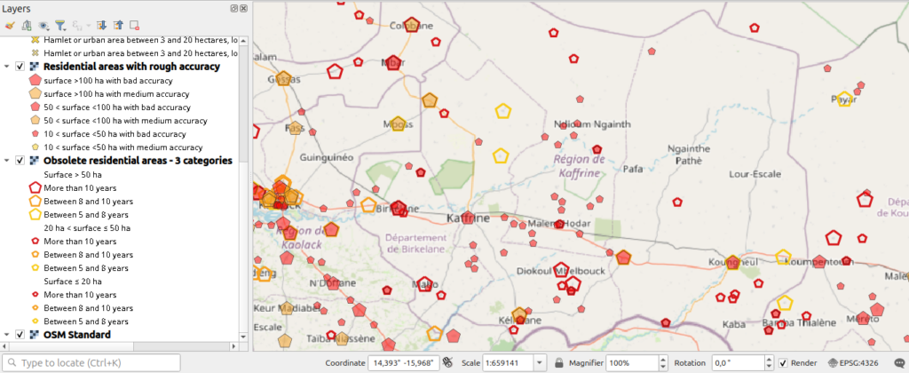 Two OSM Skeleton layers whose style symbols nest together